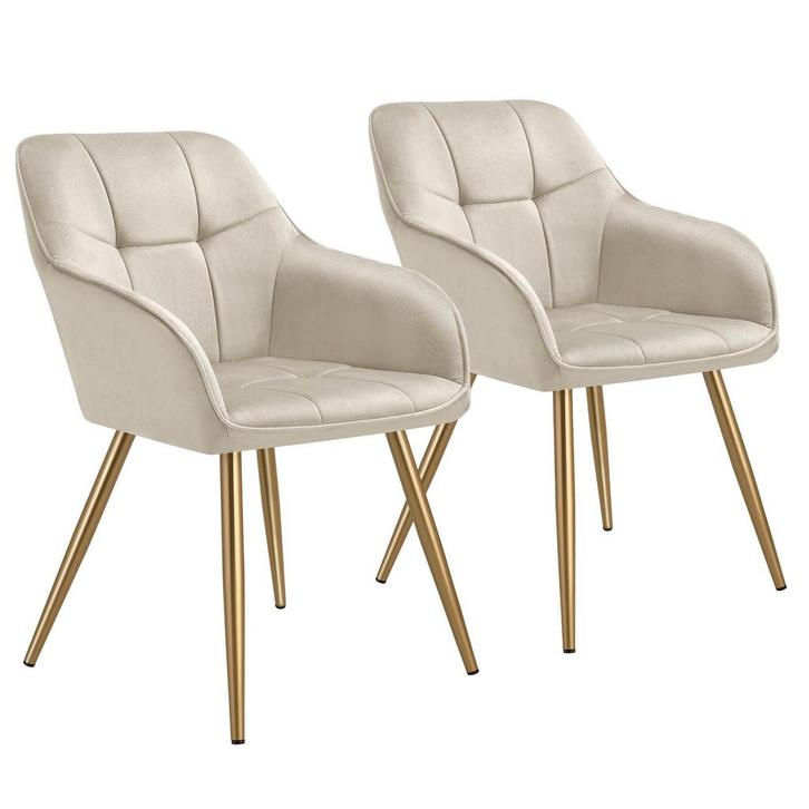 Eetkamerstoel Marilyn, fluweellook, gecapitonneerd - creme/g, Huis en Inrichting, Stoelen, Verzenden