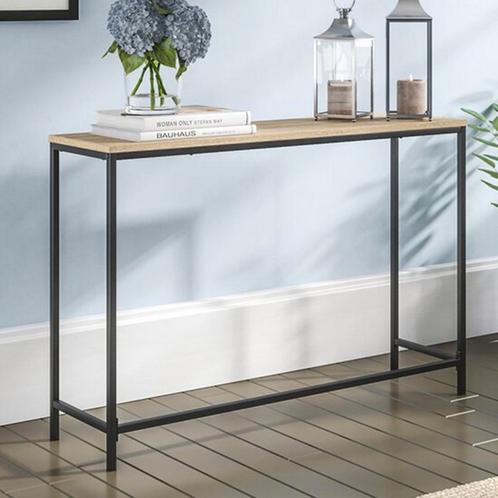 [en.casa] Console tafel Kronoby 80x100x30 cm zwart mat en ei, Huis en Inrichting, Tafels | Sidetables, Nieuw, Verzenden