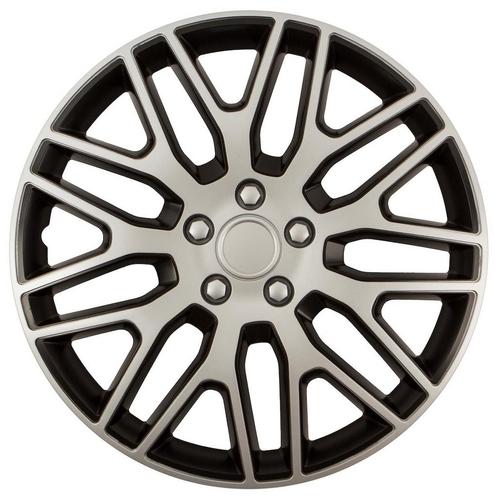 Wieldoppen 15 inch - Dakar Zilver/Zwart - wieldoppenset, Auto diversen, Wieldoppen, Nieuw, Verzenden