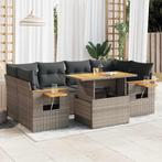 vidaXL 7-delige Loungeset met kussens poly rattan acacia, Tuin en Terras, Tuinsets en Loungesets, Verzenden, Nieuw, Rotan, Loungeset