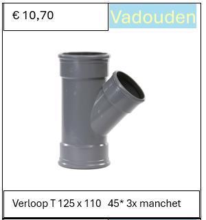 PVC MANCHET VERLOOP T-STUK 45* beschikbaar voor biedingen