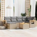vidaXL 7-delige Loungeset met kussens poly rattan beige, Tuin en Terras, Tuinsets en Loungesets, Verzenden, Nieuw, Rotan, Loungeset