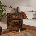 vidaXL Nachtkastje met houten poten 40x35x69 cm gerookt, Minder dan 45 cm, Verzenden, Nieuw, 55 tot 70 cm