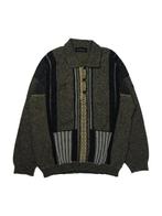 Vintage Bueckle Green Button-Up Knit Sweater maat M, Kleding | Heren, Ophalen of Verzenden, Zo goed als nieuw, Vintage