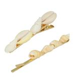 Haarspeld Duckklem Schuifspeldje Schelpen Goud Creme, Verzenden, Nieuw