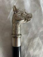 Wandelstok - Jachthond - Arg. 1000 - hout - brons - Geen, Antiek en Kunst