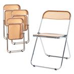 Klapstoel set van 4 Pornainen 74x46x47 cm oranje transparant, Verzenden, Nieuw