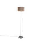 Vloerlamp zwart met velours kap taupe met goud 35 cm - Parte, Verzenden, Nieuw, Country-rustic