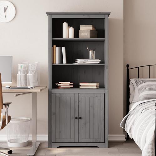 vidaXL Boekenkast BODO 82x40x173 cm massief grenenhout grijs, Huis en Inrichting, Kasten | Boekenkasten, 25 tot 50 cm, Nieuw, Grenenhout