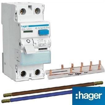 Hager aardlekschakelaar 2-polig 40A 30mA CDA540G, Doe-het-zelf en Verbouw, Elektra en Kabels, Nieuw, Ophalen of Verzenden