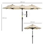 TRUUSK Tuinparasol 285x147cm Marktparasol Met Kantelhoek Dub, Verzenden, Nieuw