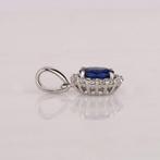 Hanger - 14 karaat Witgoud - 0.63ct. tw. Saffier - Diamant