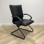 Tweedehands Sitland vergaderstoel / sledestoel, zwart leder, Huis en Inrichting, Stoelen, Gebruikt, Zwart, Leer, Ophalen of Verzenden