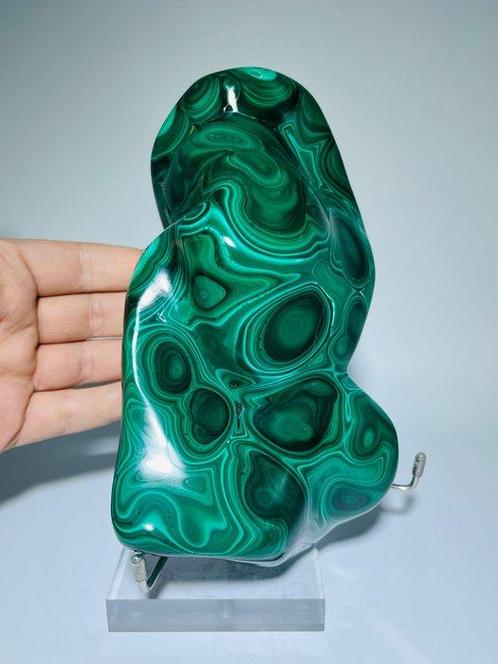 Malachiet Freeform – een gepolijst object met verbluffende, Verzamelen, Mineralen en Fossielen