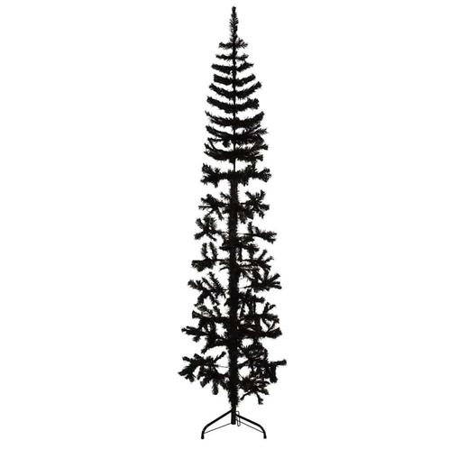 vidaXL Kunstkerstboom half met standaard smal 240 cm zwart, Diversen, Kerst, Nieuw, Verzenden