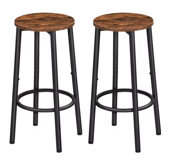 Set van 2 Barkrukken – Industrieel met Voetsteun Hout Look, Huis en Inrichting, Barkrukken, Nieuw, Met voetsteun, Hout, Metaal