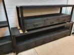 Tv-meubel Mangohout | Zwart | Breedte: 160,0cm, Nieuw, Industrieel, Ophalen of Verzenden
