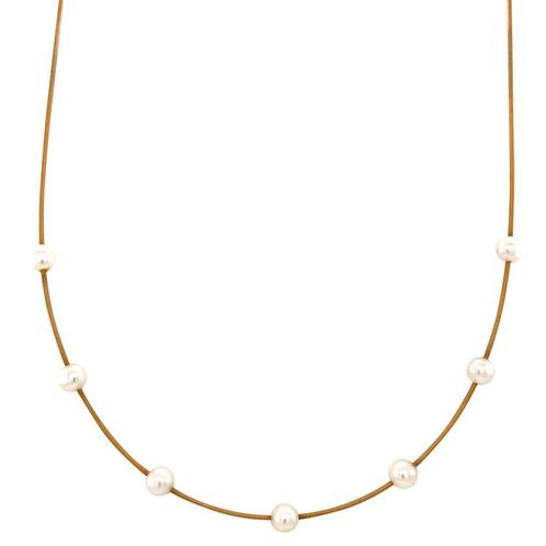 Gouden spang met parels 18 krt, Sieraden, Tassen en Uiterlijk, Kettingen, Wit, Zo goed als nieuw, Goud, Verzenden