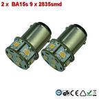 2x BA15s- 9x2835smd- Warm-Wit 10-36v, Verzenden, Nieuw