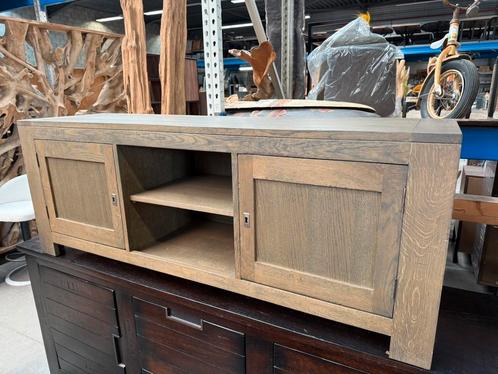 Tv-dressoir massief eikenhout, vintage clay (nieuw, outlet), Huis en Inrichting, Kasten | Televisiemeubels, Nieuw