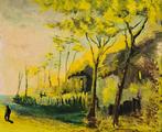 European School (XX) - Yellow sunset landscape, Antiek en Kunst, Kunst | Schilderijen | Klassiek