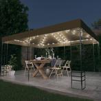 vidaXL Prieel met LED-lichtslinger 3x4 m taupe, Tuin en Terras, Partytenten, Verzenden, Nieuw