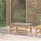 vidaXL Tuinvoetenbank met kussen bamboe taupe, Tuin en Terras, Tuinsets en Loungesets, Verzenden, Nieuw, Hout