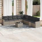 vidaXL 10-delige Loungeset met kussens poly rattan, Verzenden, Nieuw, Rotan, Loungeset