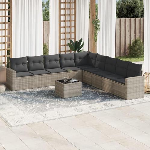 vidaXL 10-delige Loungeset met kussens poly rattan, Tuin en Terras, Tuinsets en Loungesets, Loungeset, Nieuw, Rotan, Verzenden