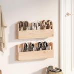 vidaXL Wandschoenenrekken 2 st 59x9x23 cm massief grenenhout, Verzenden, Nieuw