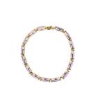 8 Krt. Fantasie schakel armband met amethist | 19 cm, Sieraden, Tassen en Uiterlijk, Antieke sieraden, Ophalen of Verzenden, Goud