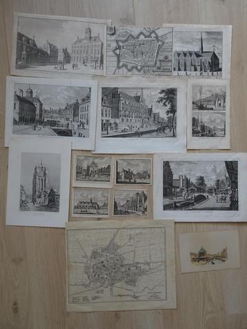 Originele gravures en lithos Leeuwarden, Friesland 18e eeuw