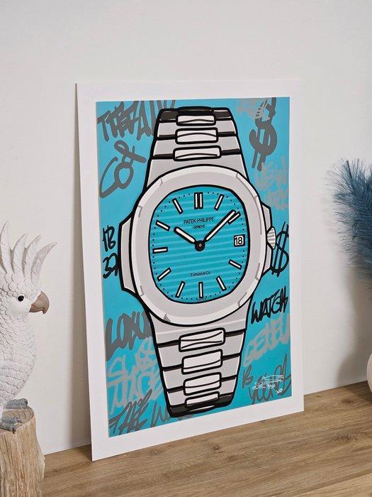 Louis Michel Krüger - Quadro Blue Tiffany Time Pop Art, Antiek en Kunst, Antiek | Overige Antiek