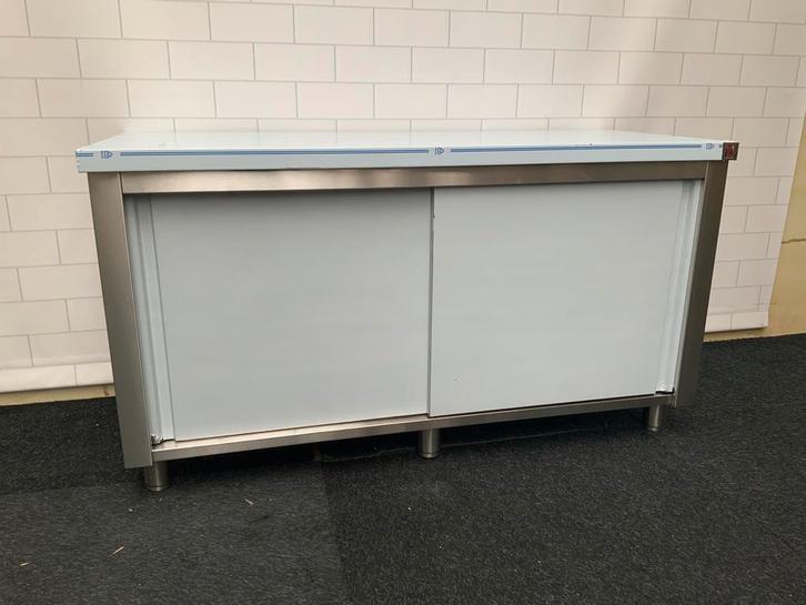 Inomak werkbank met schuifdeuren 140 cm | OP=OP, Zakelijke goederen, Horeca | Keukenapparatuur, Nieuw in verpakking, RVS Meubilair