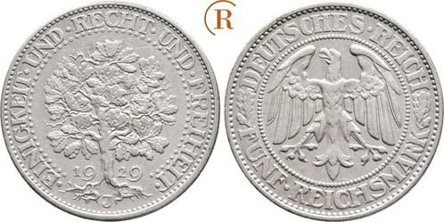 5 Reichsmark Eichbaum 1929 J Weimarer Republik:, Postzegels en Munten, Munten | Europa | Niet-Euromunten, Verzenden