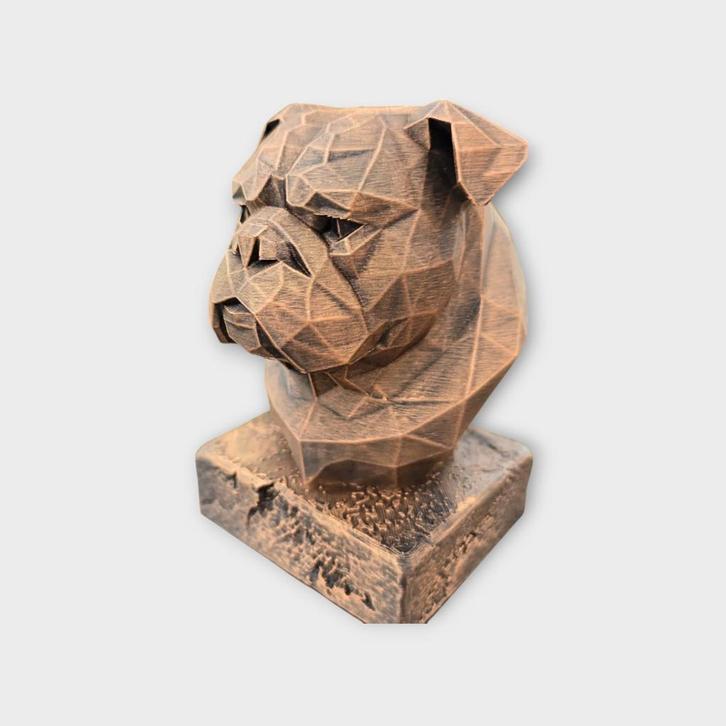 Bust of a English Bulldog Low Poly Bust dog statue - handpai, Verzamelen, Beelden en Beeldjes, Nieuw, Verzenden