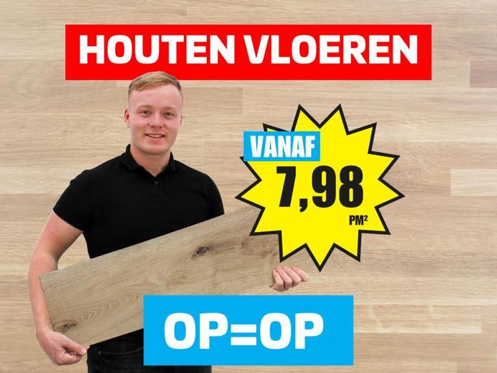 Restpartijen houten vloeren vanaf €7,98 p/m² – OP=OP, Doe-het-zelf en Verbouw, Vloerdelen en Plavuizen, Parket, Nieuw, Hout, Ophalen of Verzenden