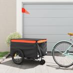 vidaXL Fietstrailer 45 kg ijzer zwart en oranje, Fietsen en Brommers, Verzenden, Nieuw