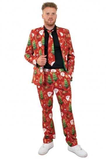 Kerst Kostuum Heren Rood 3-delig, Kleding | Heren, Carnavalskleding en Feestkleding, Nieuw, Ophalen of Verzenden