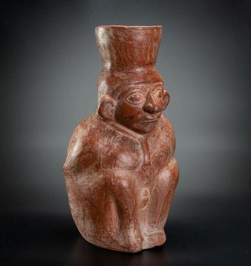 Pre-Columbiaans. Moche Keramische gevangenenvat Met Spaanse, Verzamelen, Mineralen en Fossielen