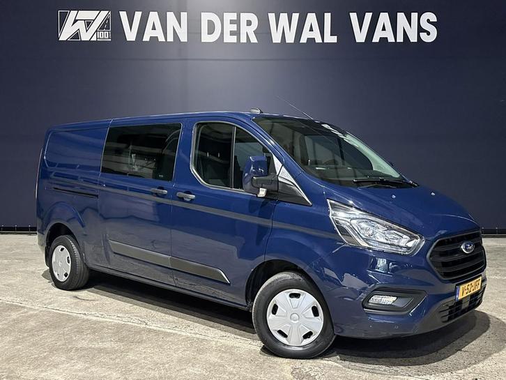 Ford Transit Custom 2.0 TDCI 131pk L2H1 Dubbele Cabine Euro6, Auto's, Bestelauto's, Dealer onderhouden, Lease, Zwart, Handgeschakeld