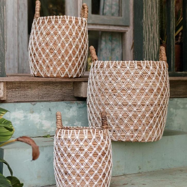 Wasmand | Plantenmand | Opbergmand KUBU gemaakt van bananenv, Huis en Inrichting, Woonaccessoires | Wanddecoraties, Nieuw, Verzenden