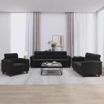 vidaXL 3-delige Loungeset met kussens microvezelstof zwart, Huis en Inrichting, Banken | Bankstellen, Verzenden, Nieuw, Vierpersoons of meer