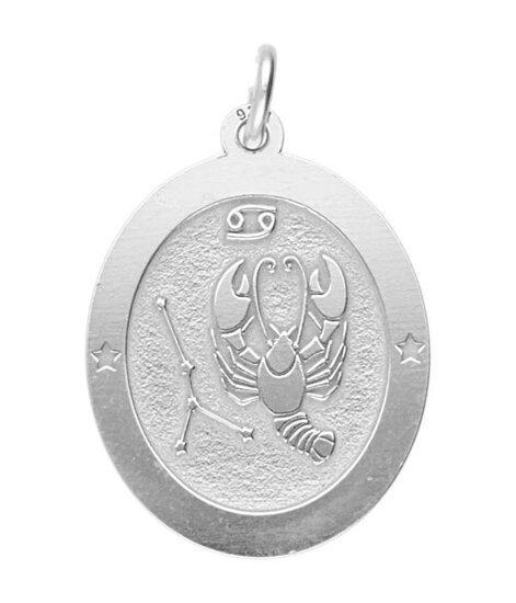 Zilveren Sterrenbeeld kreeft ovaal kettinghanger, Sieraden, Tassen en Uiterlijk, Kettinghangers, Verzenden