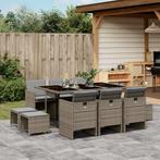 vidaXL 11-delige Tuinset met kussens poly rattan grijs, Meer dan 8 zitplaatsen, Nieuw, Tuinset, Verzenden