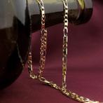 Bicolor gouden Figaro schakel ketting | 46 cm, Sieraden, Tassen en Uiterlijk, Kettingen, Ophalen of Verzenden, Gebruikt, Overige kleuren
