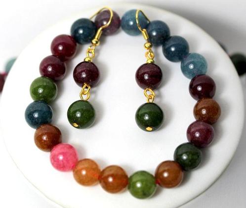 Toermalijn ketting, armband, oorbellen - hoge kwaliteit -, Verzamelen, Mineralen en Fossielen