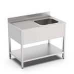 HCB Spoeltafel - enkele spoelbak rechts - 120 cm - RVS, Verzenden, Nieuw in verpakking, RVS Meubilair