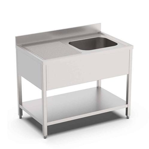 HCB Spoeltafel - enkele spoelbak rechts - 120 cm - RVS, Zakelijke goederen, Horeca | Keukenapparatuur, Nieuw in verpakking, RVS Meubilair