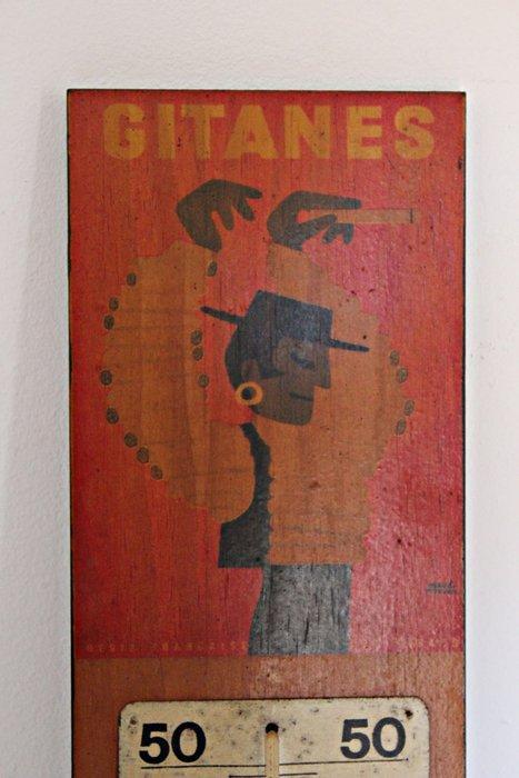 Tabaco Gitanes - Thermometer - Hout en metalen onderdelen -, Antiek en Kunst, Curiosa en Brocante
